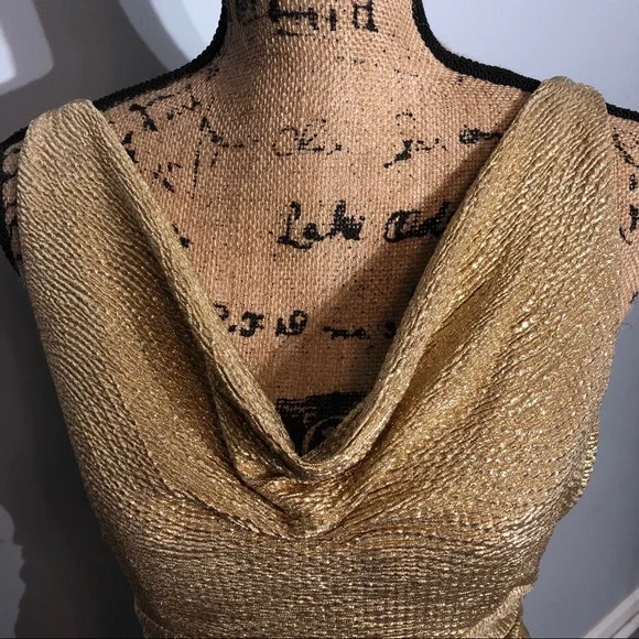 Lauren Ralph Lauren Metallic Gold Dress Size 6 - Picture 8 of 14